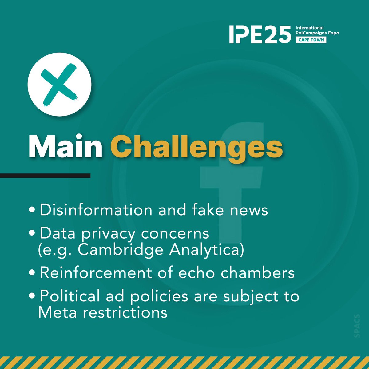 Facebook provides advanced campaign tools for enhanced voter reach and strategic decision-making. However, its use also presents critical risks related to misinformation, data privacy, and echo chambers.

#UnlockingVotingPotential
#socialmedia 
#facebook