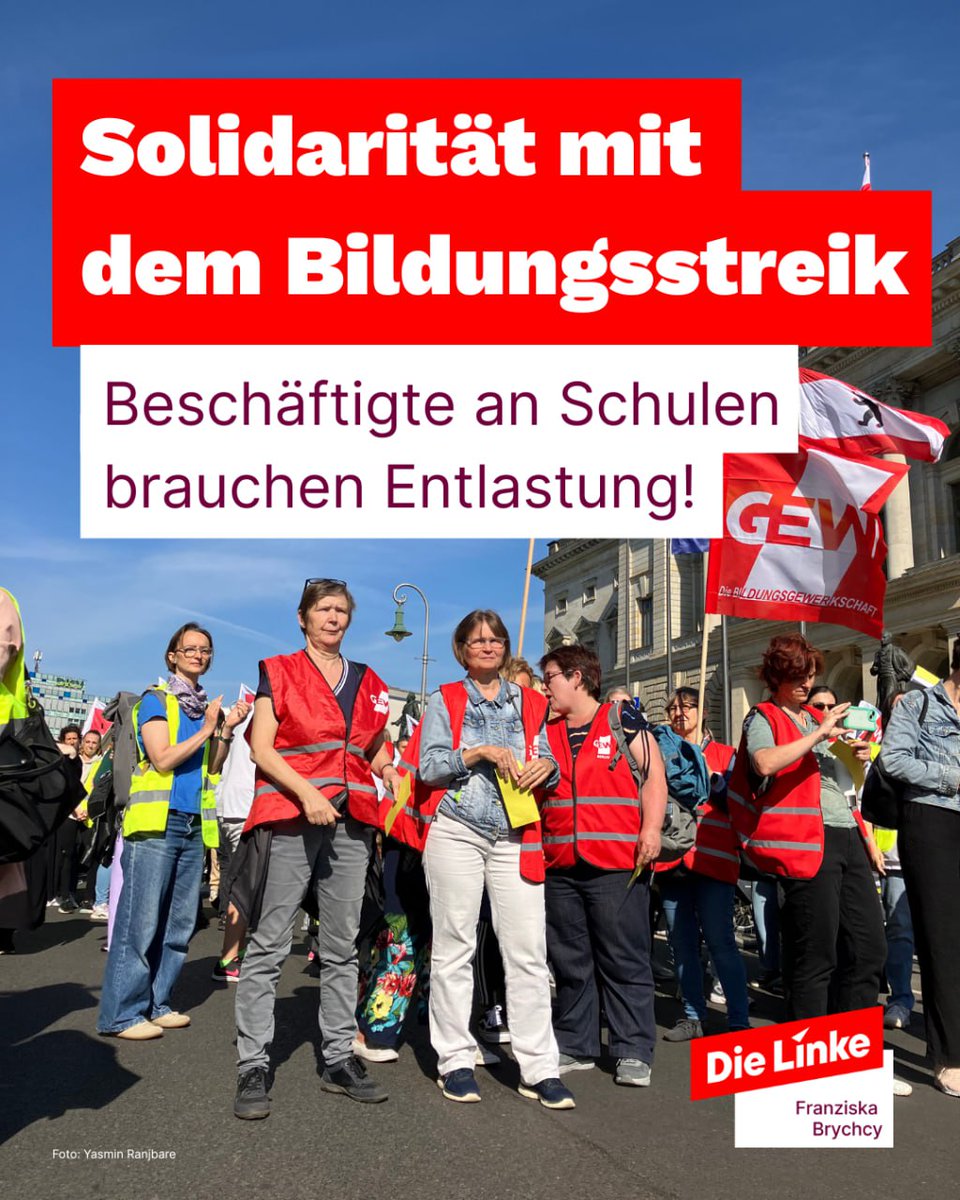 Viele Kolleg*innen an Schulen arbeiten seit Jahren über der Belastungsgrenze. Als Linke unterstützen wir die Forderung der Beschäftigten nach einem Entlastungstarifvertrag. CDU&amp;SPD müssen Verhandlungen mit der Gewerkschaft aufnehmen- dafür werden wir weiter Druck machen!