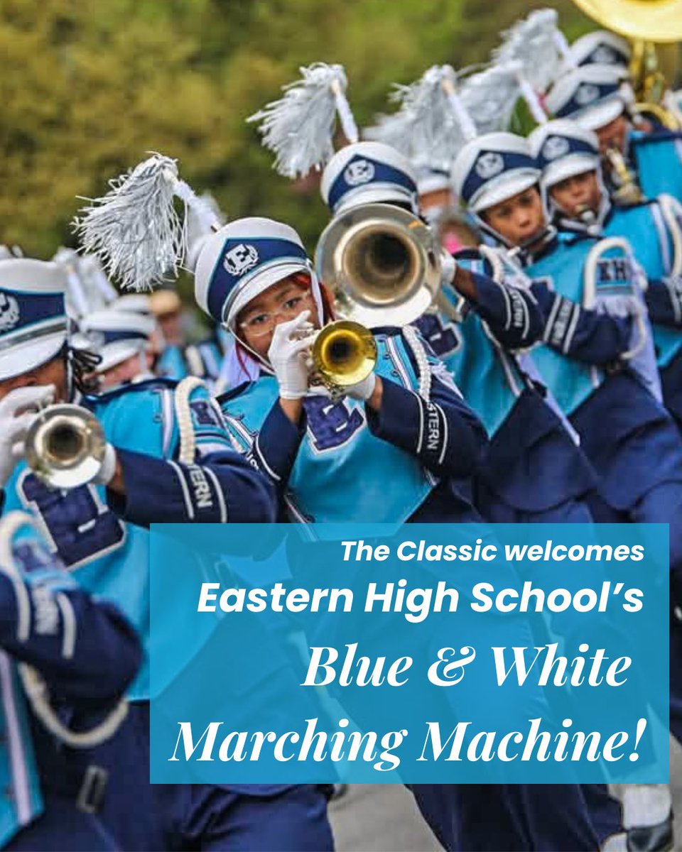 We are excited to feature <a href="/EasternMarching/">Eastern H.S. “Blue & White Marching Machine”</a> at this year’s Classic! The Pride of Capitol Hill will join us between 10th and 11th St on E. Capitol.