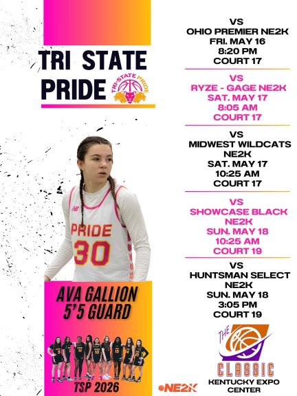 Schedule for this weekend in Louisville at The Classic!