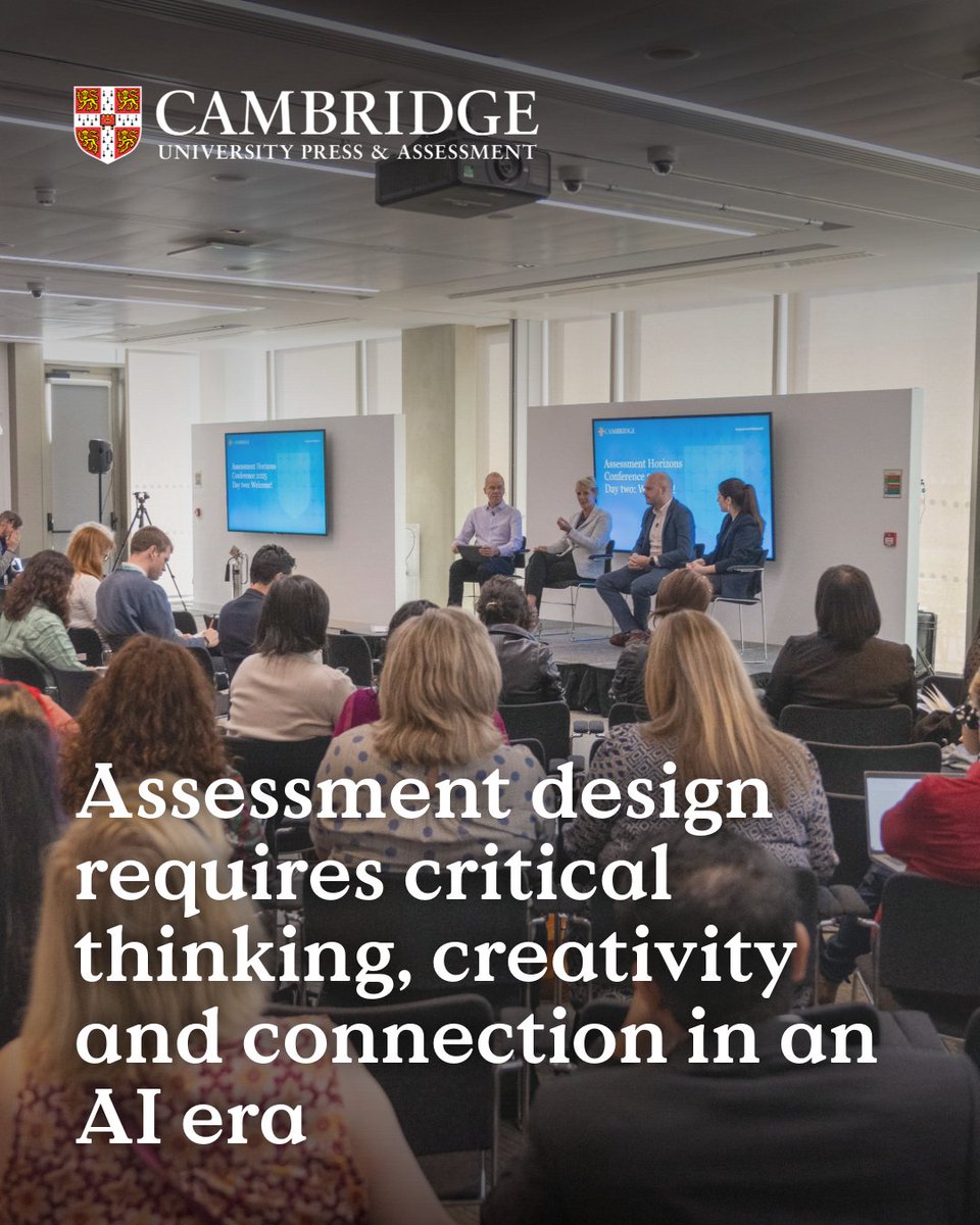CambPressAssess's tweet image. AI brings challenges & opportunities for education & assessment. At our recent @AssessNetwork #AssessmentHorizons conference, we brought together the assessment community to explore AI’s impact.
🔗Read the highlights: cambrid.ge/42WKQm3
#ShapingAIForEveryone #AIinEducation