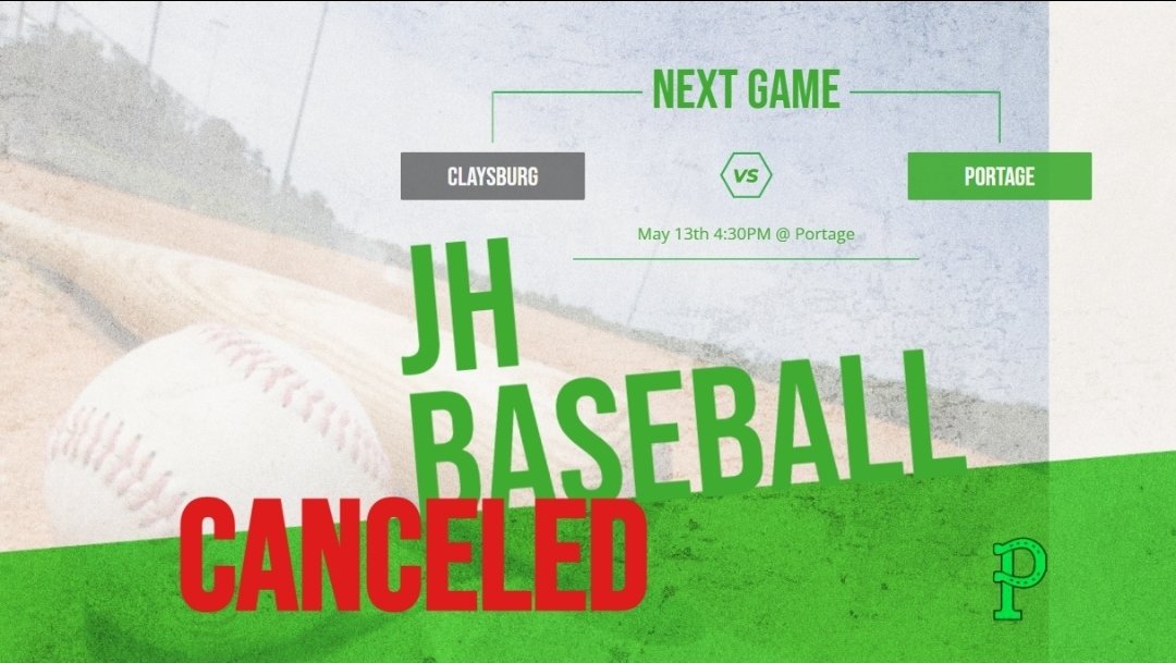 Today's Junior High Baseball Game vs Claysburg has been canceled &amp; will not be made up.