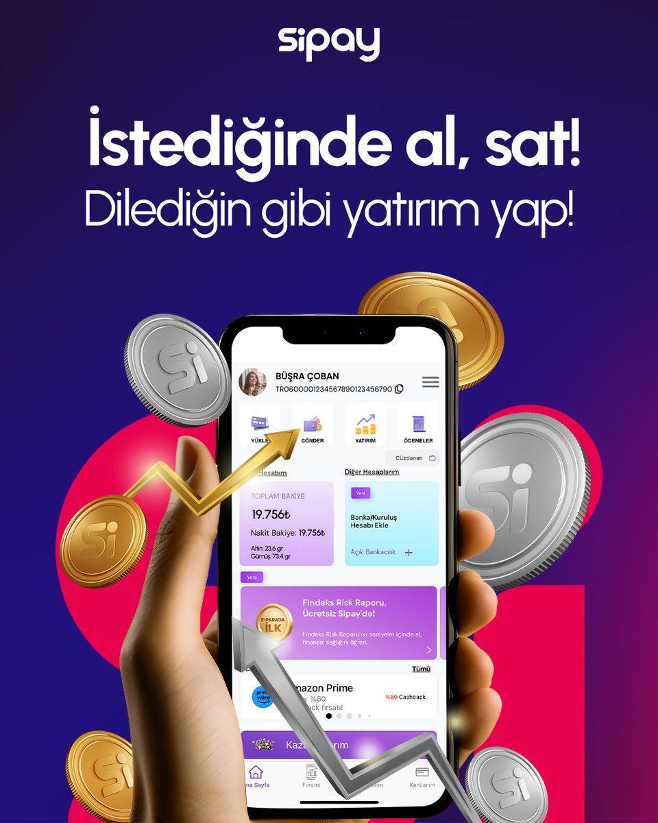 Kıymetli Maden yatırımlarında yeni dönem!  Sipay ile 7/24 altın ve gümüş alım satımı yap, yatırımlarını anlık takip et! 

#SipayYatırım