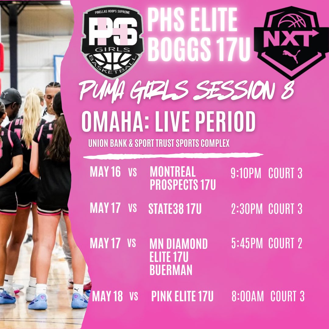 Pinellas Hoop Supreme Girls Basketball NXT (@phsgirlsbball1) on Twitter photo The Girls are back on the road this weekend!!! Here’s PHS Elite Boggs Schedule.
#phsfamily
<a href="/B_Boggs13/">Coach B</a>
<a href="/coach_bianchi/">Coach Bianchi</a>
<a href="/PRO16G/">NXTPRO Girls League</a> The Girls are back on the road this weekend!!! Here’s PHS Elite Boggs Schedule.
#phsfamily
<a href="/B_Boggs13/">Coach B</a>
<a href="/coach_bianchi/">Coach Bianchi</a>
<a href="/PRO16G/">NXTPRO Girls League</a>