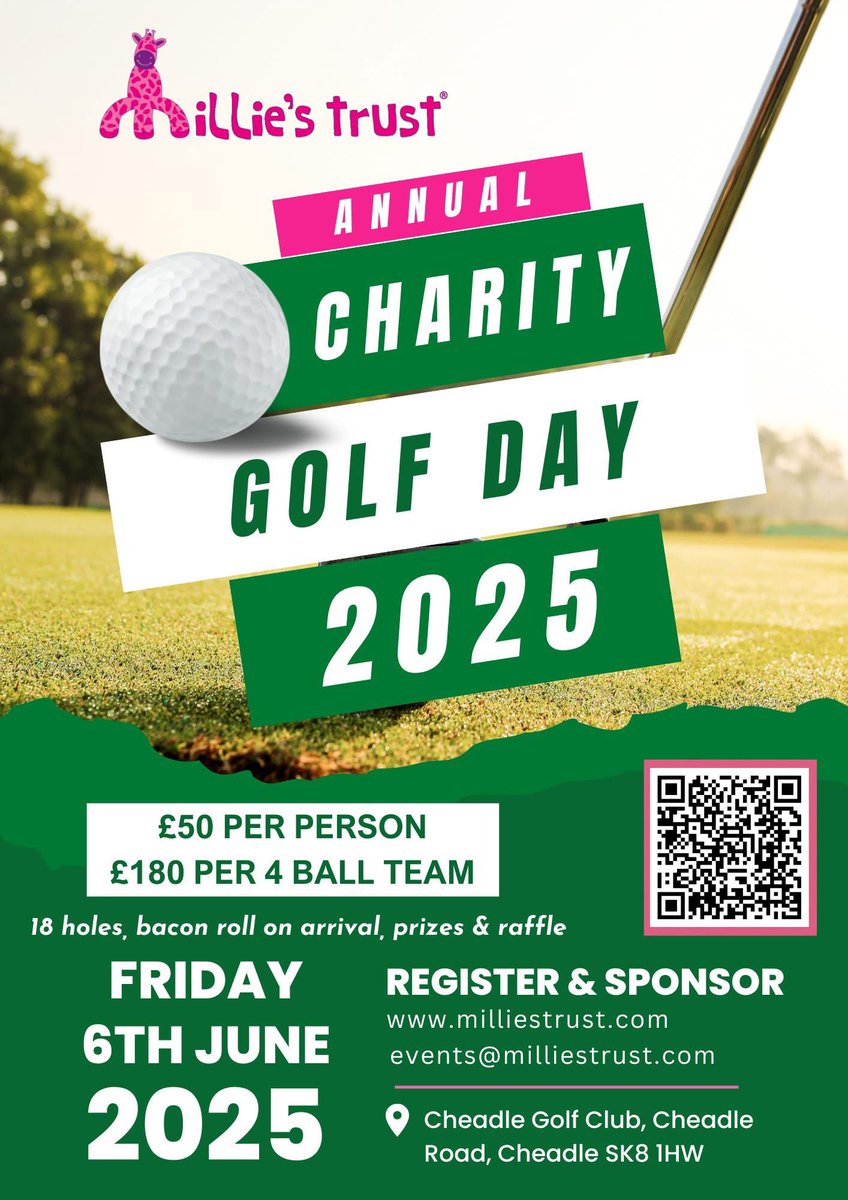 Milliestrust (@milliestrust) on Twitter photo Join us for our Charity Golf Day on Friday 6th June at <a href="/CheadleGolf/">Cheadle Golf Club</a>
Event Sponsorship & Hole Sponsorship still available!
milliestrust.com/gift-shop/even⦠Join us for our Charity Golf Day on Friday 6th June at <a href="/CheadleGolf/">Cheadle Golf Club</a>
Event Sponsorship & Hole Sponsorship still available!
milliestrust.com/gift-shop/evenā¦