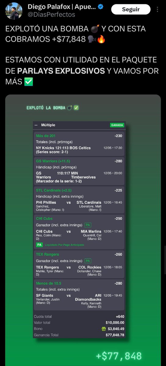 Picksmafia93's tweet photo. VAN A QUERER LA APUESTA MAXIMA DE NBA🏀 DE HOY DE DIEGO PALAFOX? 
Ayer ganamos y ya llevamos 20-3 de record en estas apuestas.
Solo déjenme TODOS sus ❤️💬🔄 y se las paso GRATIS por acá y también su parlay explosivo🧨 de hoy.
https://t.co/xca6V5D6Sx https://t.co/sy21NbsKF6