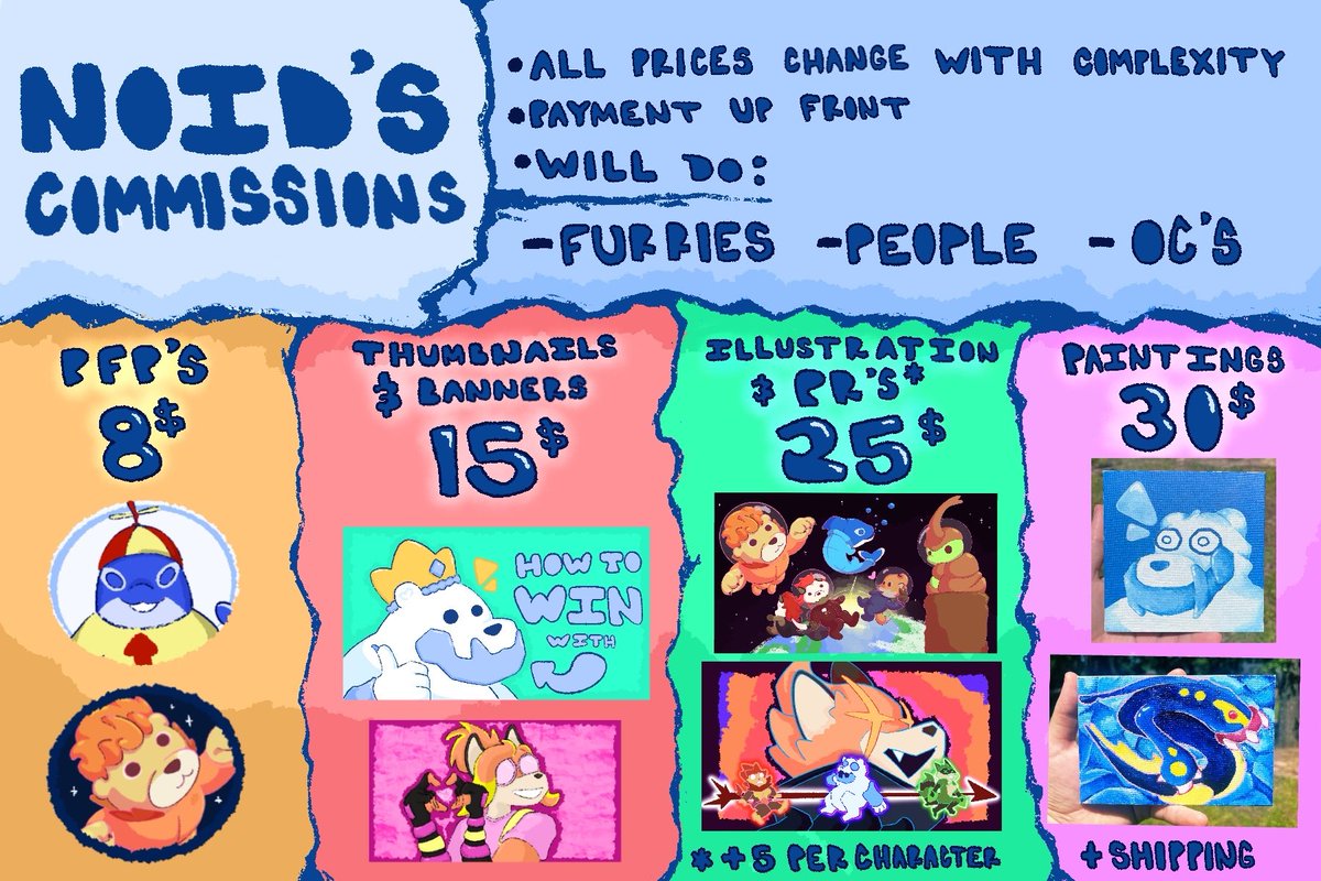 Matthewnoid8's tweet image. I’m opening commissions for the summer! Dm me with any questions or requests ✨💙
I’ll link a few examples of my work down below ⬇️