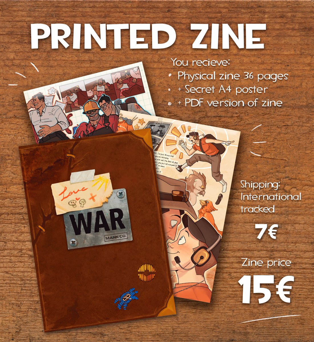 loveandwarzine's tweet photo. PREORDERS ARE UP!
13.06.25 - 9.06.25
15 awesome artists worked on Love &amp; War Zine for 3 months!
You can choose option which is best for you: 
1. "Digital Zine" - 5€
2. "Printed Zine" - 15€
3. "Full Bundle" - 25€
International shipping 7€

More info: https://t.co/kk5Qo8ecTU https://t.co/OWPQ8vHl0g