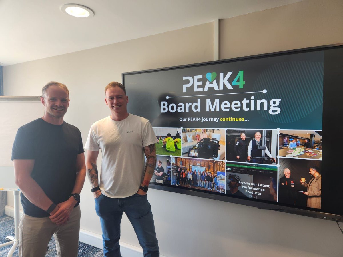 peak4official's tweet photo. 𝗣𝗘𝗔𝗞𝟰’s leadership team met today to refine our mission: proactive, preventative employee wellbeing.

From AI-driven programmes to expert-led training, we’re building healthier workplaces - mind &amp; body. 

Thanks Jon &amp; Tom for the pic! 💪

#WorkplaceWellness #PEAK4 https://t.co/Qs24eQCBOi