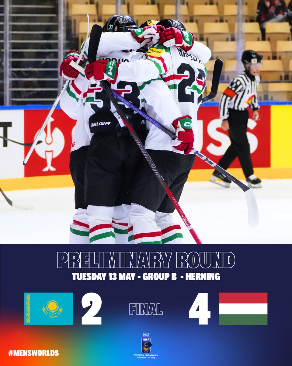 IIHF (@iihfhockey) on Twitter photo 🇭🇺 <a href="/hockeyhungary/">Hockey Hungary</a> comes out on top and grabs the points that matter! 💪 #MensWorlds #IIHF
Game recap 🔗 iihf.com/en/events/2025… 🇭🇺 <a href="/hockeyhungary/">Hockey Hungary</a> comes out on top and grabs the points that matter! 💪 #MensWorlds #IIHF
Game recap 🔗 iihf.com/en/events/2025…