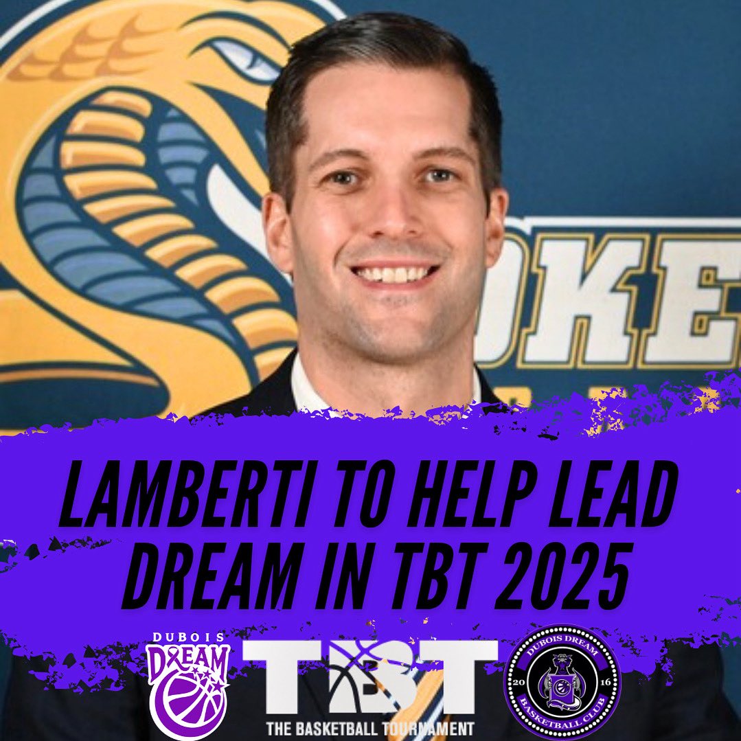 LAMBERTI TO HELP LEAD DREAM IN TBT 2025

We are excited to announce the addition of Head Coach Michael Lamberti (<a href="/mlamberti24/">Michael Lamberti</a>) to the DuBois Dream for the 2025 <a href="/thetournament/">TBT</a>! 

Welcome to the Dream Coach 👏🏀💜