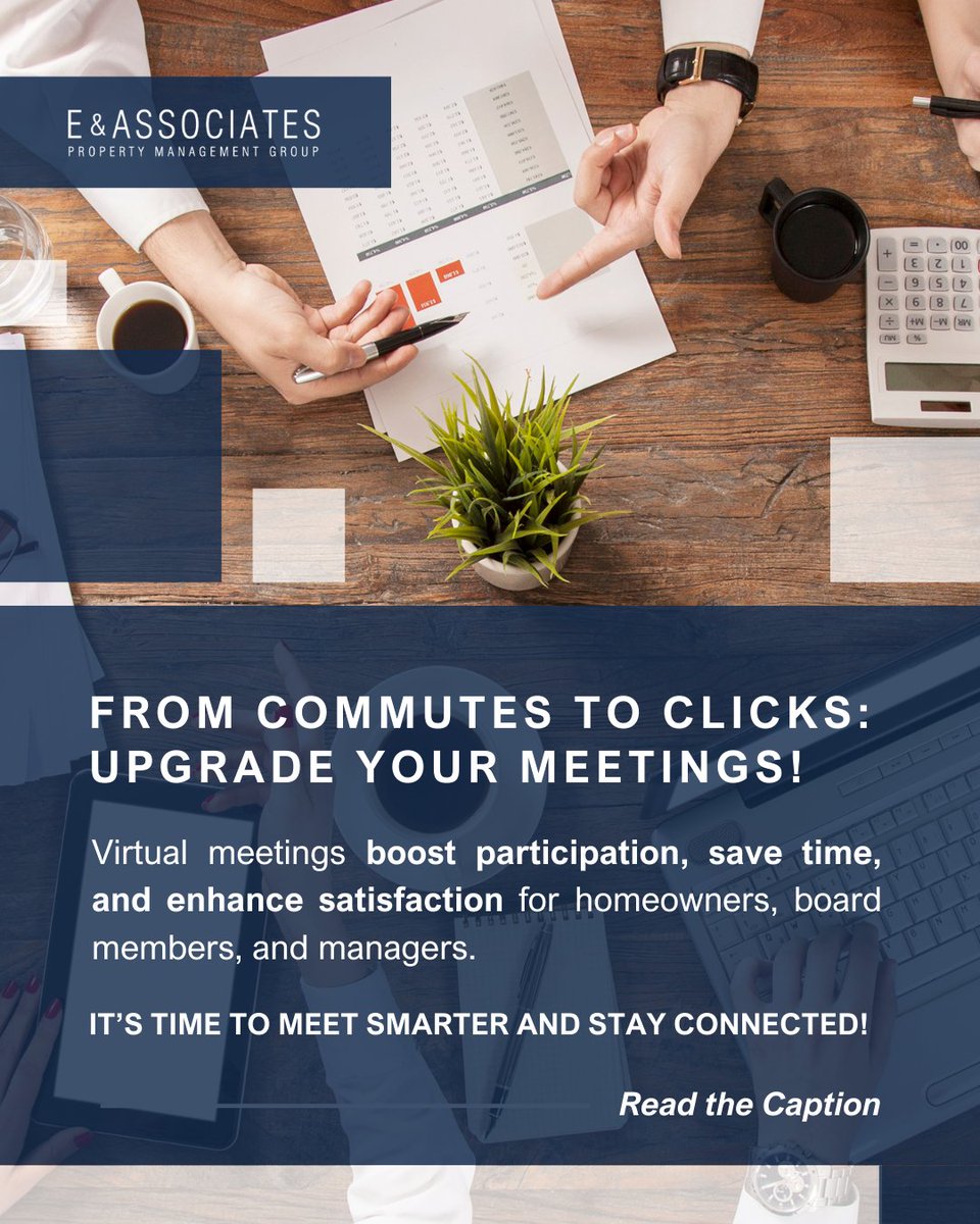 EAPROPERTYMGNT's tweet image. Moving board and annual meetings online boosts participation, streamlines efficiency, and improves satisfaction. Virtual formats offer flexibility, save time, and increase engagement. With simple tips, your association can run smoother, more productive meetings from anywhere