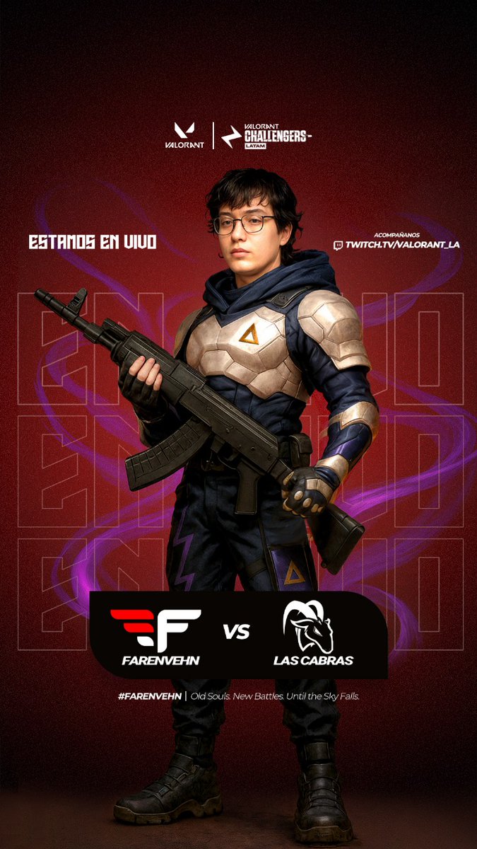 Farenvehn GE (@farenvehnge) on Twitter photo Llegó el día de nuestro debut en el <a href="/VCL_LATAM/">VALORANT Challengers LATAM</a>
Estamos listos para enfrentar a <a href="/CabrasVLR/">Las Cabras</a> en nuestro primer desafío en el campeonato. Mucho trabajo y preparación nos trajeron hasta aquí.
Es hora de mostrar de lo que somos capaces! Vamos con todo!
🎥 twitch.tv/valorant_la Llegó el día de nuestro debut en el <a href="/VCL_LATAM/">VALORANT Challengers LATAM</a>
Estamos listos para enfrentar a <a href="/CabrasVLR/">Las Cabras</a> en nuestro primer desafío en el campeonato. Mucho trabajo y preparación nos trajeron hasta aquí.
Es hora de mostrar de lo que somos capaces! Vamos con todo!
🎥 twitch.tv/valorant_la