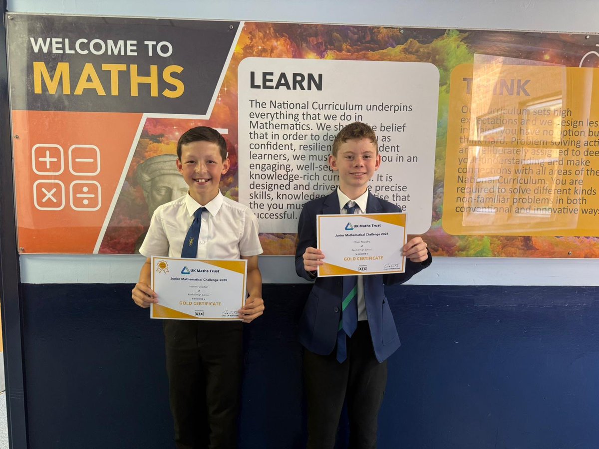 Some amazing news out of Maths…

Henry F and Oliver M in Yr7 have both qualified for the next round of the UK Maths Challenge!

A fantastic achievement.