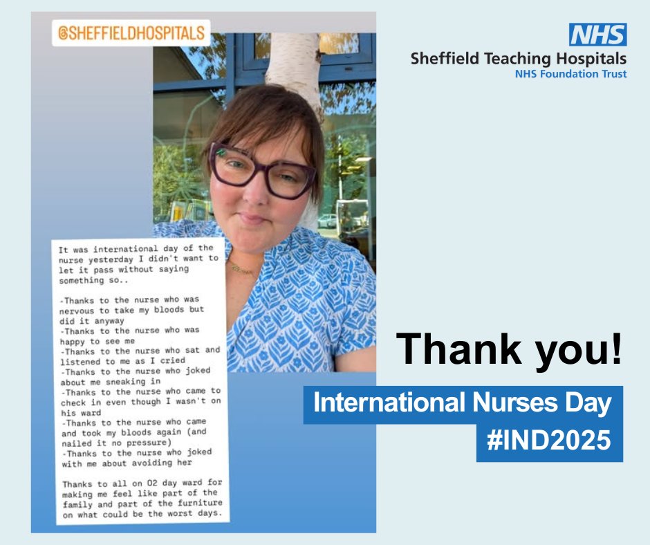 'Thanks to the nurse who sat and listened to me as I cried'

A heartfelt thank you🔽from one of our patients, Elena, to mark #InternationalNursesDay #teamCNO #IND2025 

Elena was herself a nurse, working at the Northern General Hospital for 11 years before a #myeloma diagnosis🤗