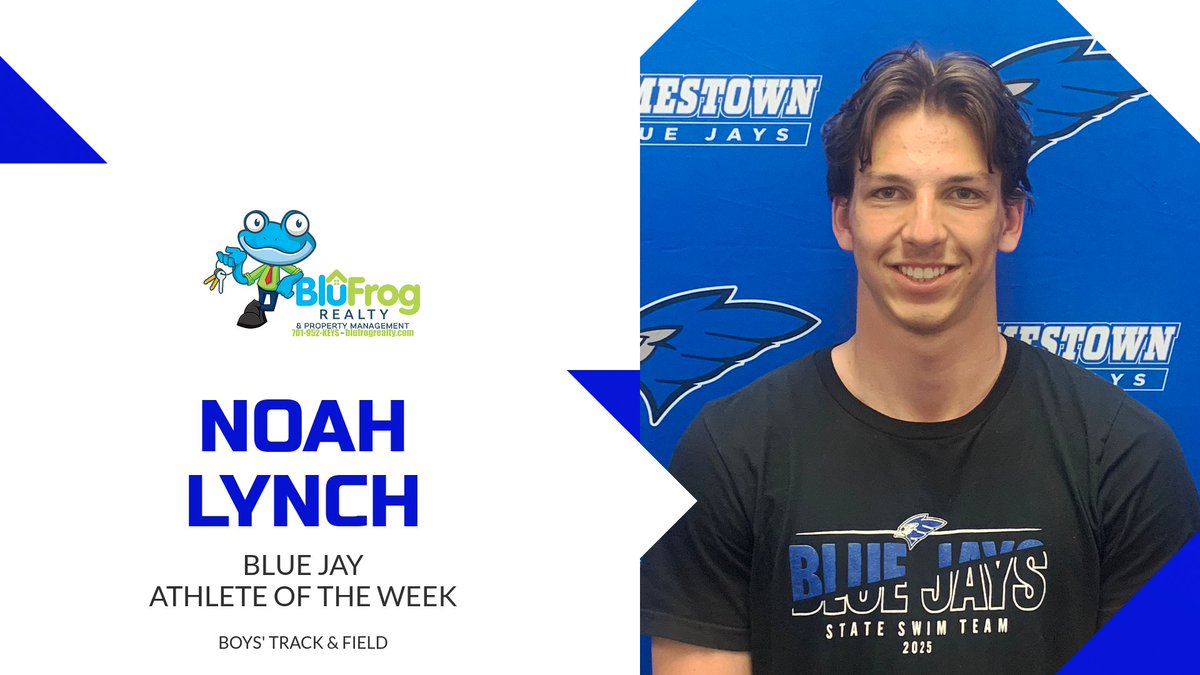 Congrats Noah Lynch, Boys Track &amp; Field.  This week's BluFrog Male AOW!  He won 2 events at the Jmst Invite &amp; 701 Apparel Meets &amp; part of a 1st Place relay team.  200m (22.85), 400m (51.29) &amp; 4x200 Relay (1:33.65) - All state qualifying times!