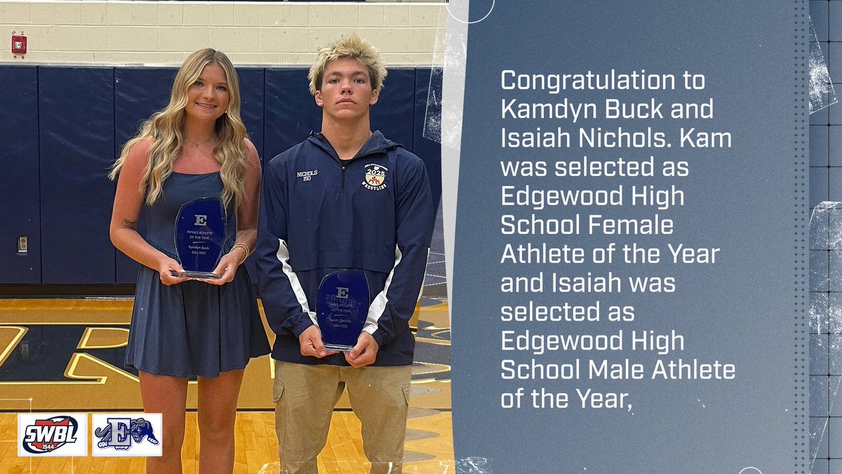 Celebrating excellence in Edgewood Athletics! Congratulations to our Athletes of the Year - Kamdyn Buck and Isaiah Nichols, representing the very best of Cougar spirit and dedication. #THEEDGE @swblsports @edgewoodathlet1