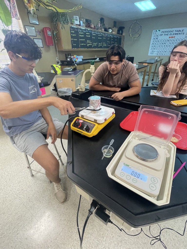 EHSGoCats's tweet image. Advanced Chemistry is POPPIN'! Students conducted an end-of-semester lab comparing the percent of water content in white kernels versus yellow kernels.