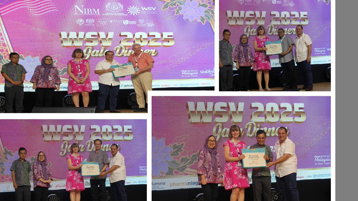WSVirology's tweet image. One of the most memorable moments of the evening was the recognition of our #esteemed #sponsors, who were honored by WSV-Founder Prof. Ahmed S. Abdel-Moneim and WSV-President Prof. Maria Söderlund-Venermo. @NibmMalaysia