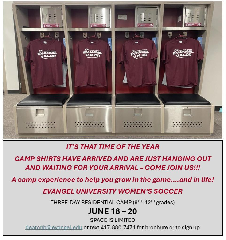 Soccer camp shirts are here and waiting for you to claim yours.  Please don’t wait too long, get signed up today before we sell out!!   A camp designed to help you connect while growing in the game and life.  Sharing the game…..sharing Jesus!