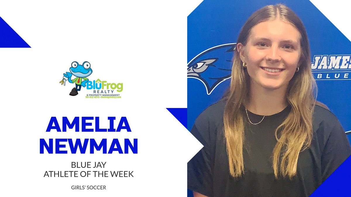 Congrats to this week's BluFrog Female AOW, Amelia Newman! She recorded a goal and an assist in a 3-1 win on May 6th vs. Legacy.   She is the leading scorer for the Blue Jays this season with 8 goals and also has 6 assists.