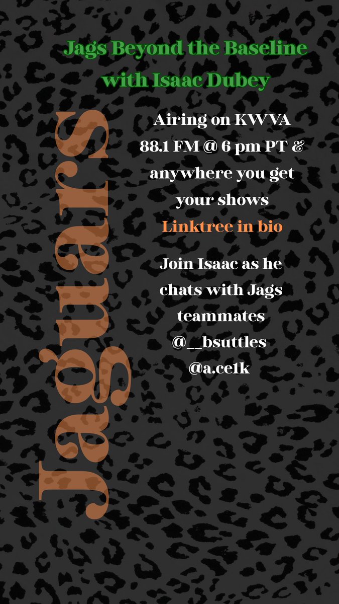 KWVASports's tweet image. Airing tonight on KWVA 88.1 FM @ 6 pm PT and anywhere you get your shows. @ItDubeyLikeDat is joined with teammates @ainthenumber23 and Ace before the @ecjags last few games. Tune in to hear how they better their game and what’s in store for the next two weeks.