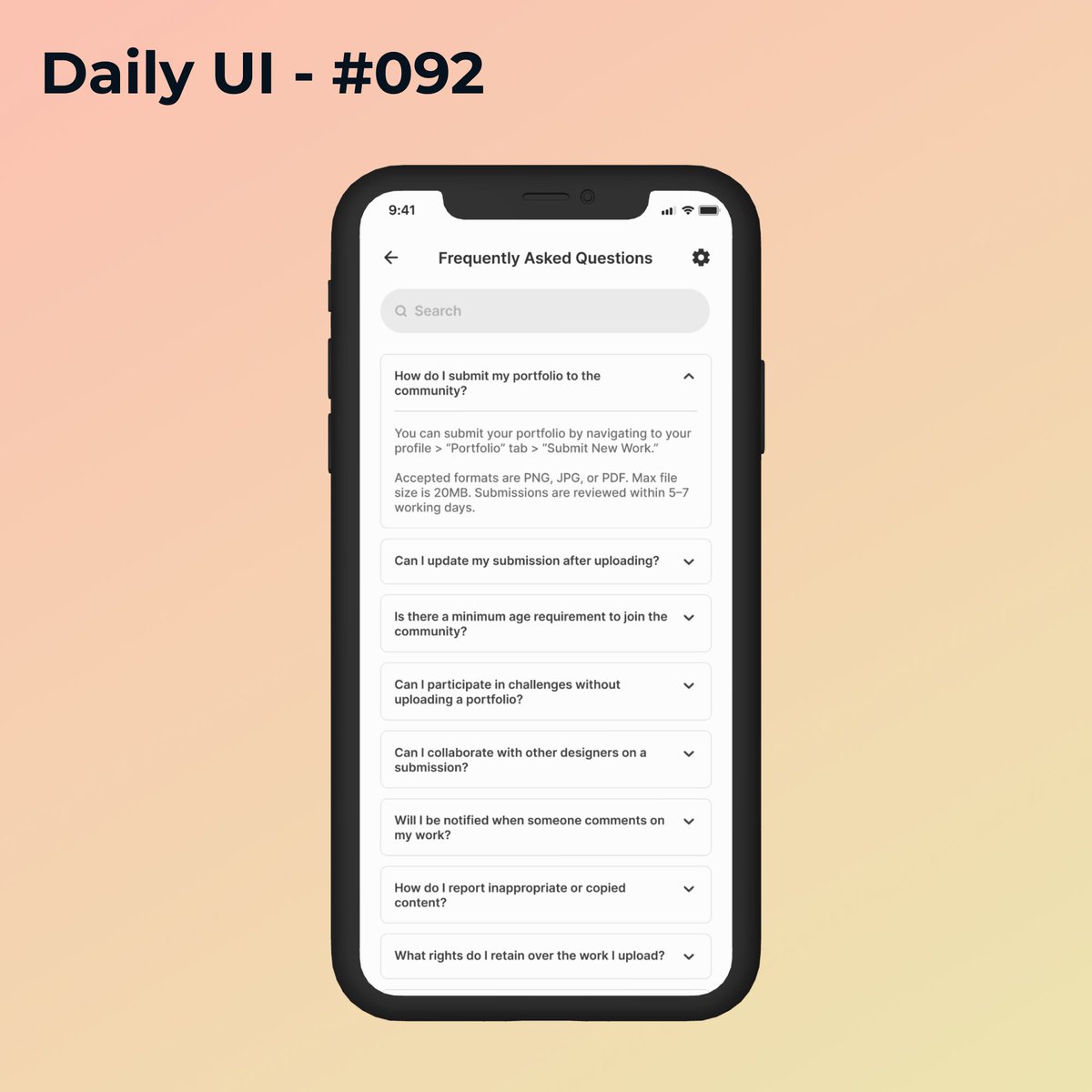 AdritaRoy_UX's tweet photo. #DailyUI - 092 - Frequently Asked Questions

Designed a simple FAQ section using accordions to helps users find quick answers.

#UIUX #ProductDesign #Figma https://t.co/tfbvx5PrLX