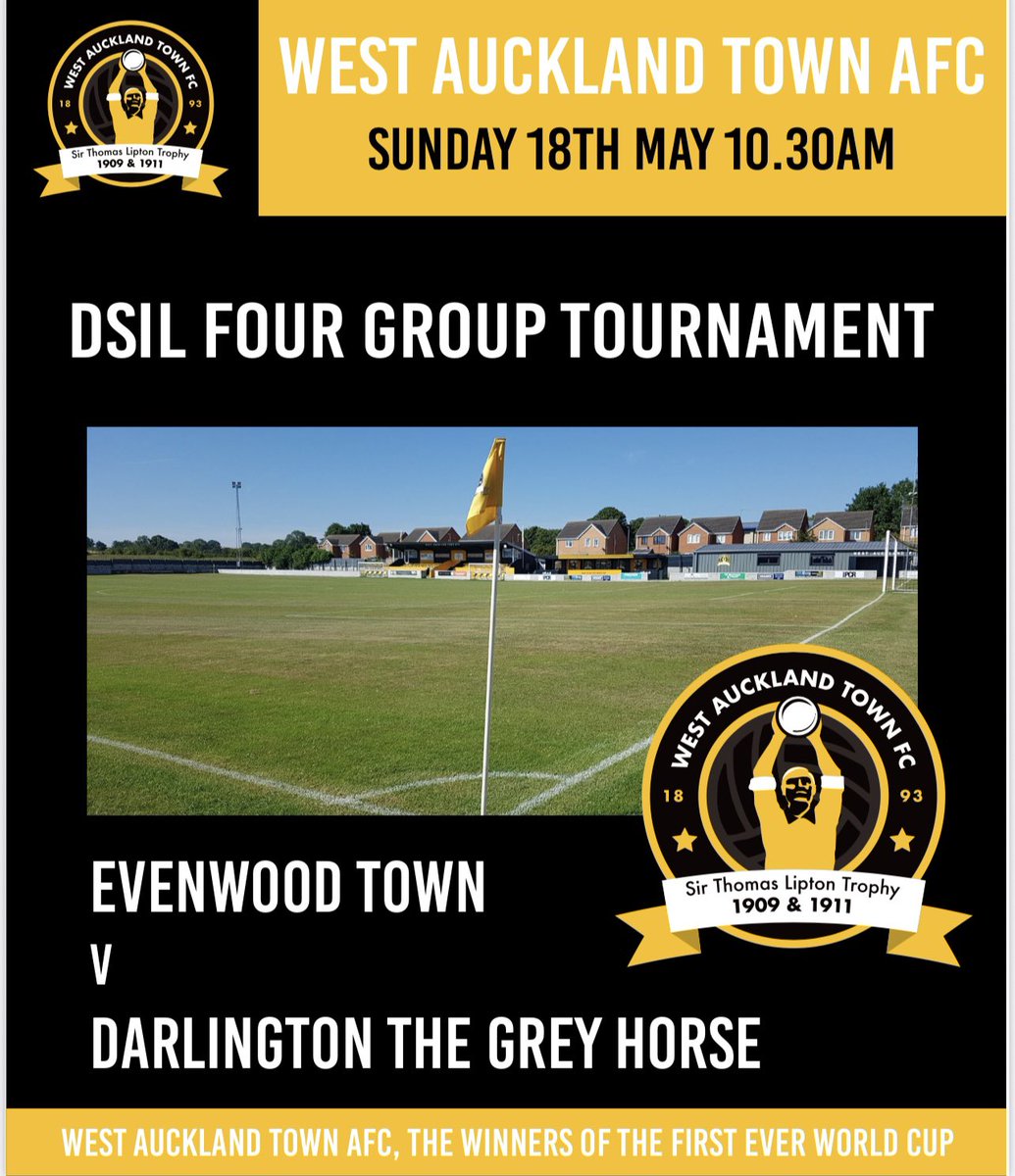 We’re proud to be hosting TWO exciting cup finals this week at Northern Metal Recycling stadium

Thursday:Darlington Spraire vs Darlington Shuttle Loom 7pm kick off 

Sunday: Evenwood Town vs Darlington Grey Horse 10:30am
Don’t miss the action— come down and get your football fix