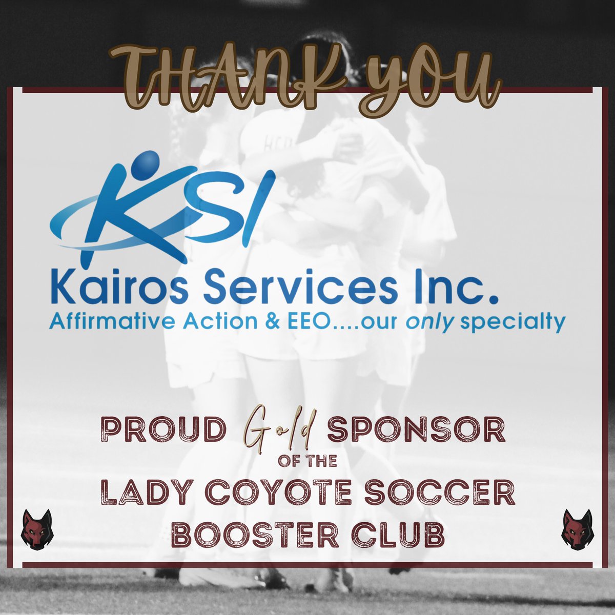 Lady Coyotes Soccer (@lcoyotessoccer) on Twitter photo Thank you to Kairos Services, Inc. for your support and sponsorship this season!
We appreciate your help in making our 2025 Season a success! Thank you to Kairos Services, Inc. for your support and sponsorship this season!
We appreciate your help in making our 2025 Season a success!