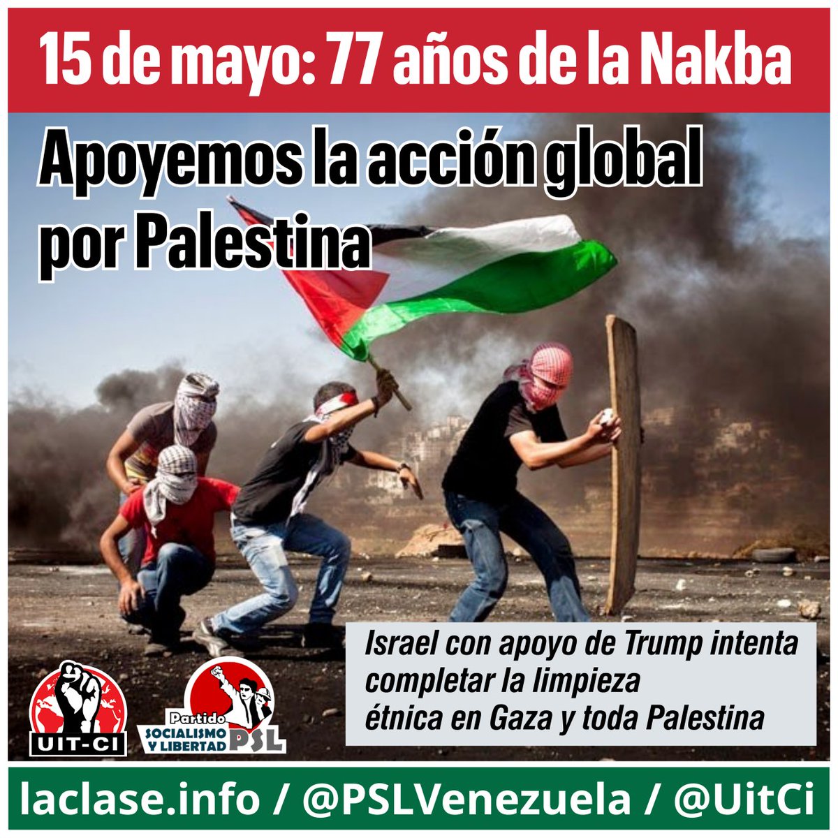 77 años de la Nakba: Este jueves 15 de mayo estaremos junto al Encuentro en Defensa de los Derechos del Pueblo en la Unión Europea, diciendo! basta de darle armas a Israel!! Basta de genocidio en Gaza! <a href="/UitCi/">UIT-CI</a>