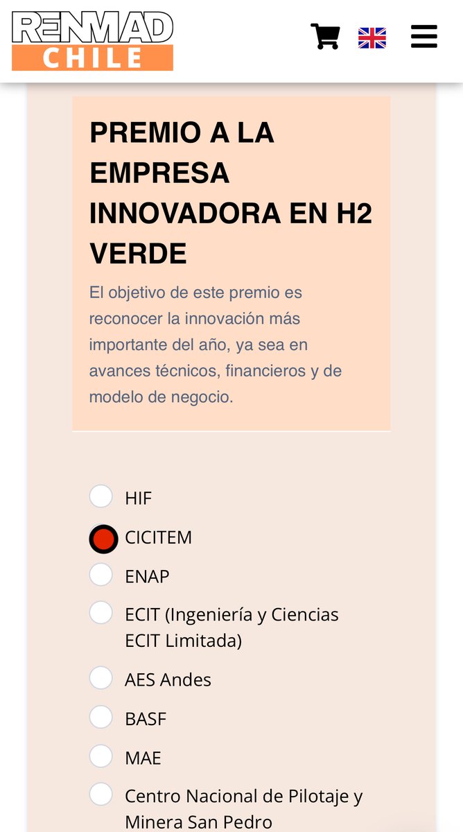 🚨 ¡Estamos nominados!
#CICITEM ha sido reconocido en los #PremiosRENMAD Chile 2025 como Empresa Innovadora en H2 Verde 💚⚡
🙌 ¡Vota por nosotros y apoya la ciencia que impulsa el norte!
🔗 renmad.com/chile/premios-…