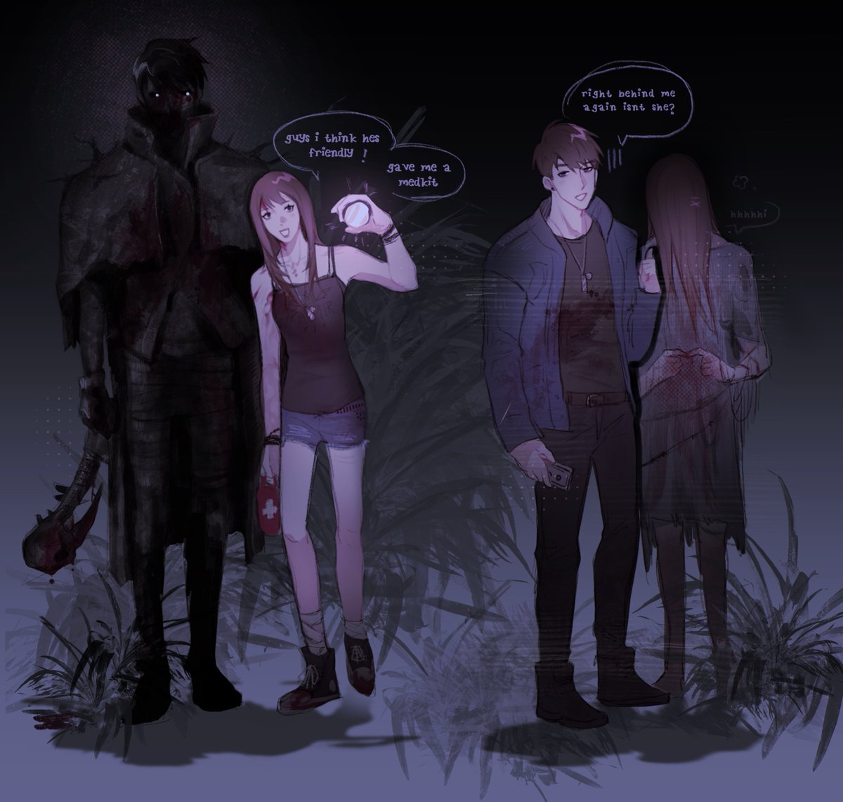 dead by daylight killer x survivor duo concepts cuz i kinda wanna see them chase each other (＞人＜;)