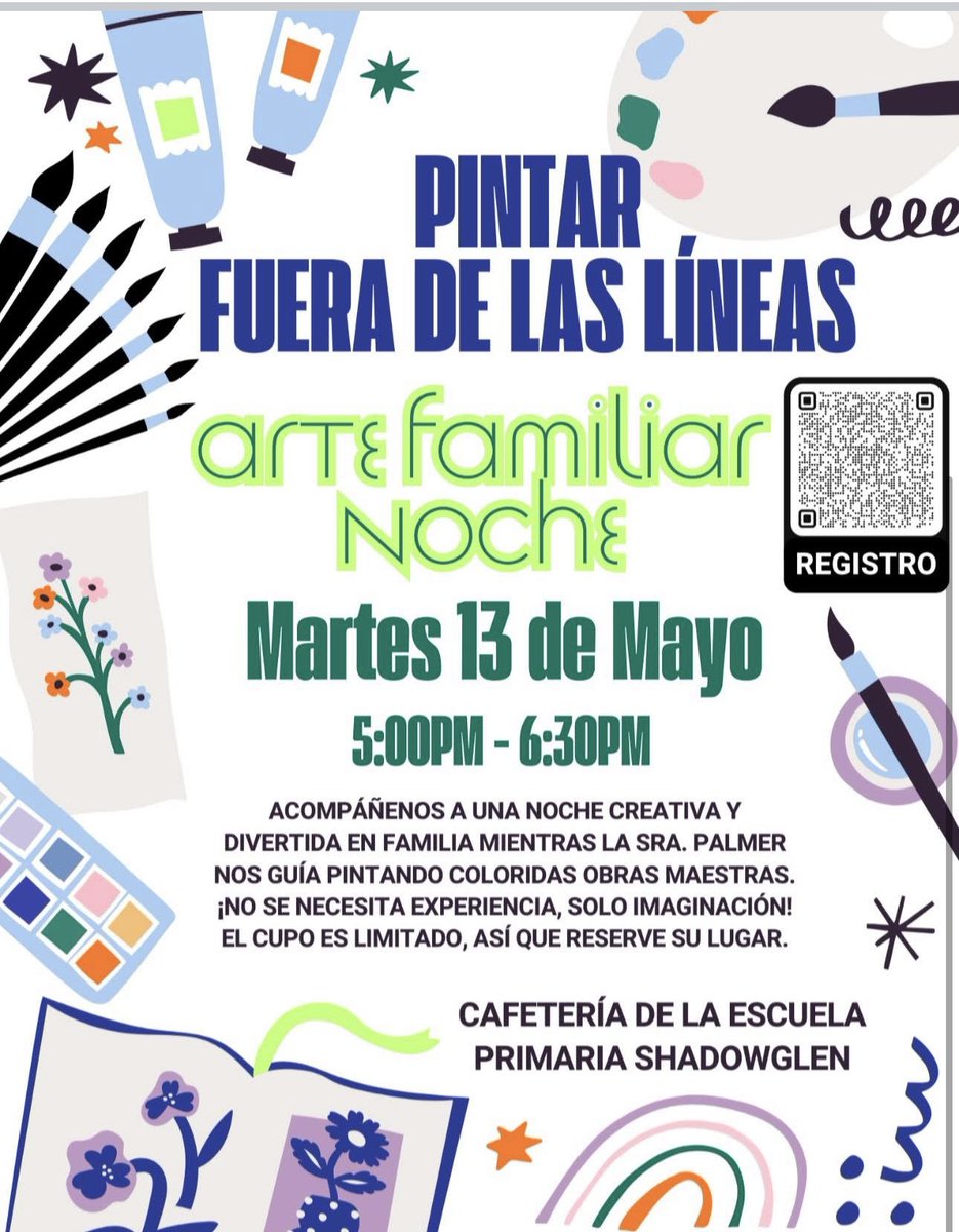 🎨🎉🎉We can't wait to see you tonight for our Painting Outside The Lines Family Event, hosted by the amazing Ms. Raney and the fantastic Mrs. Palmer! Let your creativity flow as you create masterpieces with your family! 💪 🤓💚💙 #SGEBobcats1 #ManorUnited #ManorStrong #ManorISD