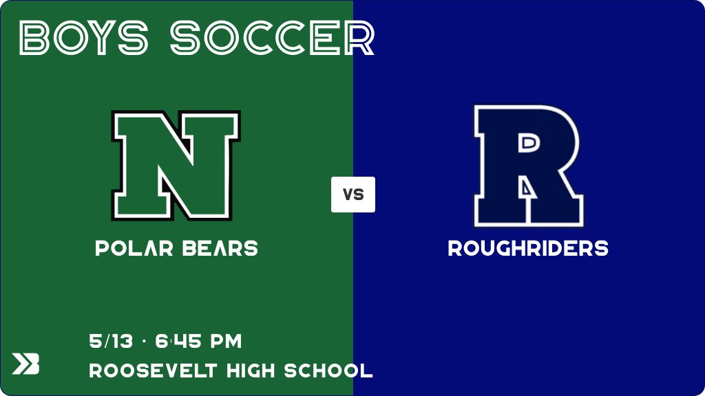 Boys Soccer (Junior Varsity 2) Game Day! - Check out the event preview for the The Des Moines Roosevelt Roughriders vs The Des Moines North Polar Bears. It starts at 6:45 PM and is at Roosevelt High School Randy Duncan Field. gobound.com/ia/ihsaa/boyss…