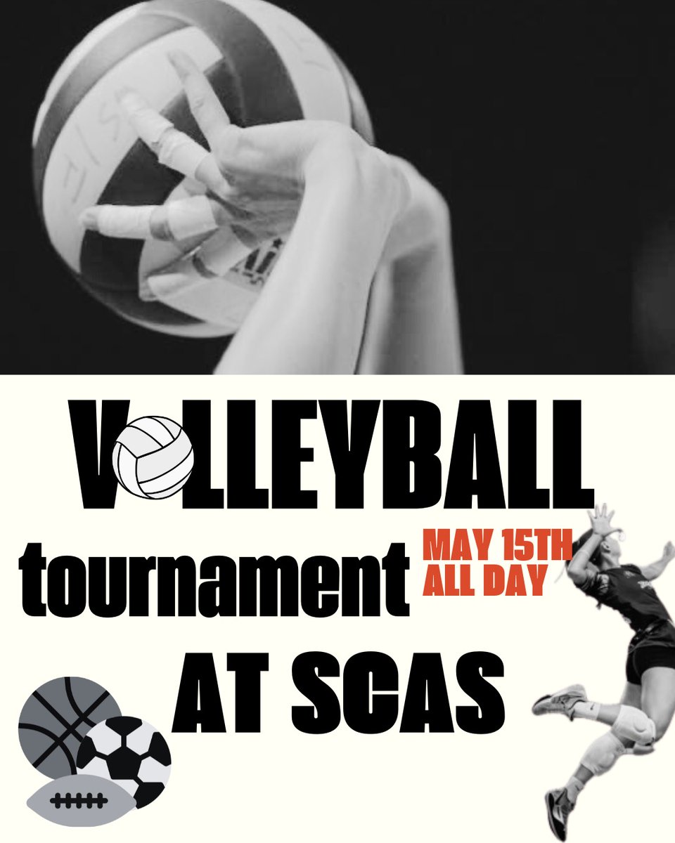 SCASTDSB's tweet photo. Hi SCAS! Come watch our volleyball tournament! It will be all day, so come to the gym (if allowed by teacher) this Thursday, May 15th.
Have a SCAS-tastic day! https://t.co/HR8cyCIYHZ