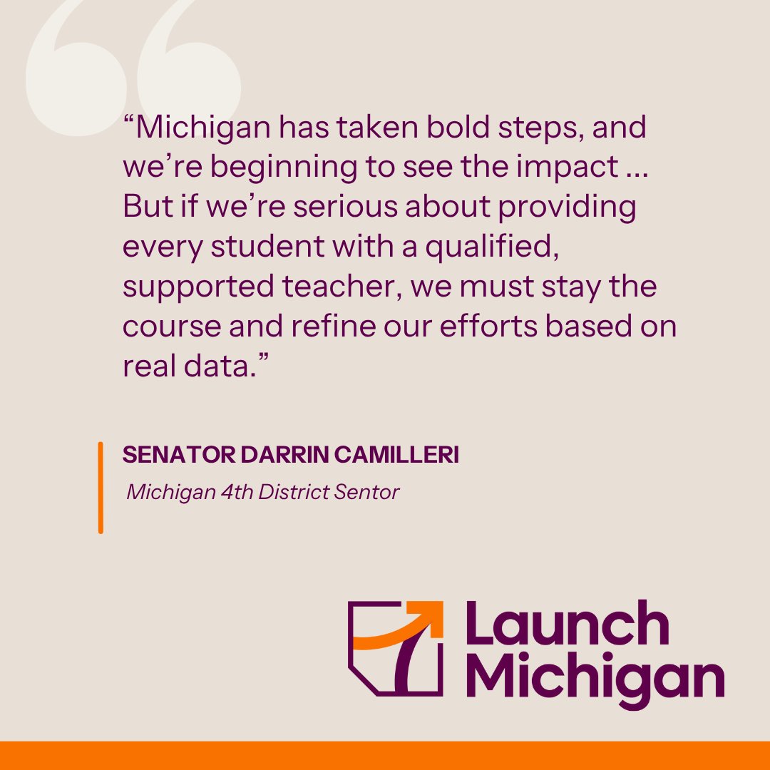 Over $1.1B has been invested in the past 3 years to recruit, certify, and support Michigan’s educators. It’s making a real impact—but there’s more to do.

Read our latest report on tackling the teacher shortage: launchmichigan.org/research

#LaunchMichigan