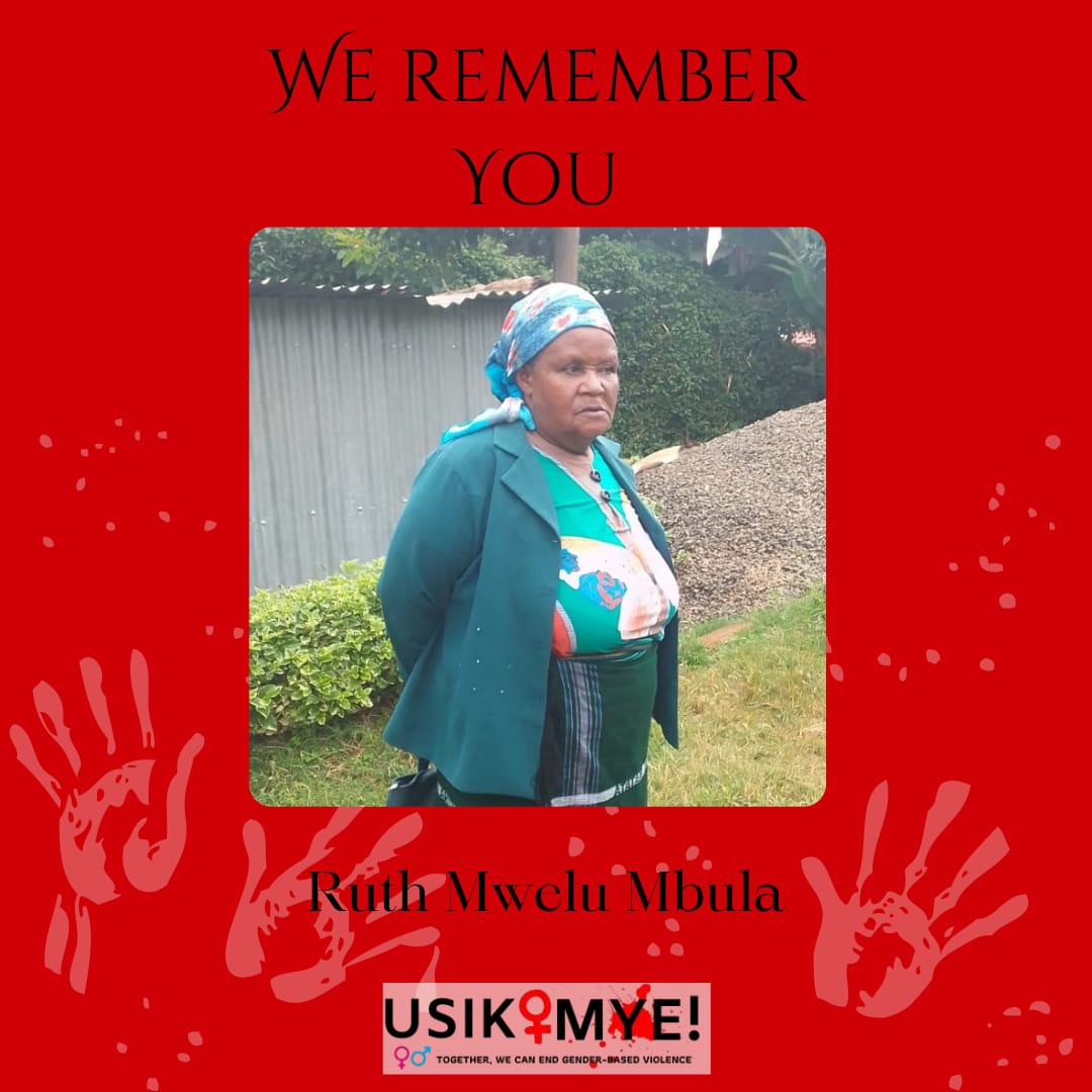 NjeriWaMigwi's tweet photo. This is Ruth Mwelu Mbula
She was 69years

She was a jovial lady, many people remember her for running her food business with her daughter near Blue Sky - Ruaka.

On Friday, Ruth left her house to go to the market at around 5am in the morning. Her body was found dumped in a ditch.
According to her autopsy's report, she was raped, sodomized and strangled to death.

Ruth Mwelu 🥀🥀🥀 We speak your name today 
Ruth Mwelu 🥀🥀🥀 We remember you 

The chilling reality in Kenya today is that a woman is murdered approximately every 18 hours. This isn't a random occurrence; it's a symptom of a systemic failure to protect women from gender-based violence.

 Our homes, meant to be safe havens, are too often the sites of unimaginable brutality. Our workplaces, where we contribute our skills and labor, can become dangerous environments. Even the simple act of commuting carries the threat of violence. Women are not safe, and this is a direct indictment of a society that continues to normalize and excuse violence against us. 

What can we do? 

We must dismantle the patriarchal structures that enable this violence. We need stronger laws and their consistent enforcement. We need comprehensive support systems for survivors. We need to challenge the cultural attitudes that devalue women's lives. We need to hold perpetrators accountable at every level. The safety of women is not a privilege; it is a fundamental human right, and we must fight relentlessly until it is realized.

Our call to action :

1) Sign the petition demanding the government to recognize and criminalize Femicide as the distinct gender based crime that it is.

Sign here:

https://t.co/gPfgv0kX81

2) Participate in The Femicide Taskforce: Check the dates when they are scheduled to come in your area. (Schedule attached)

We must end FEMICIDE in Kenya 

#Usikimye