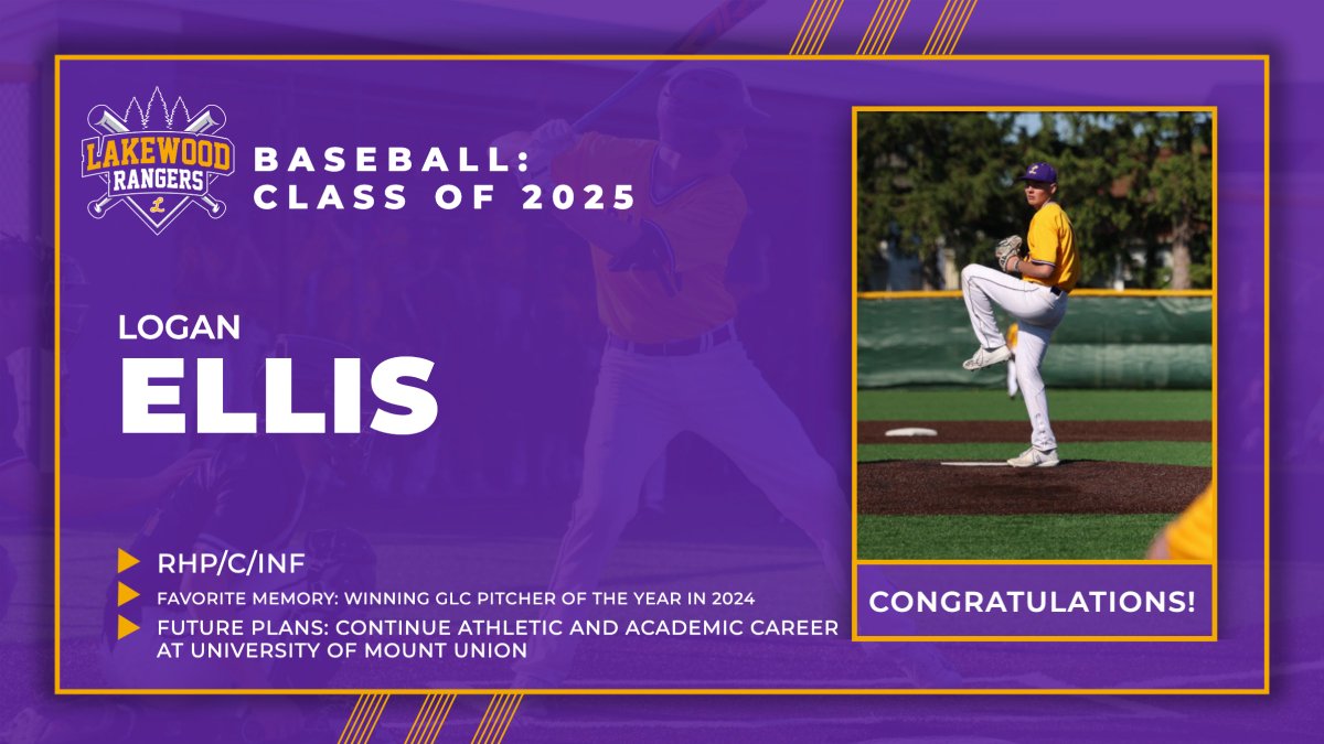 ⚾️2025 SENIOR NIGHT🎓

Logan Ellis
RHP/C/INF
Continuing his Athletic and Academic Career next year at <a href="/umubaseball/">Mount Union Baseball</a> and studying Education

Thank you, Logan!