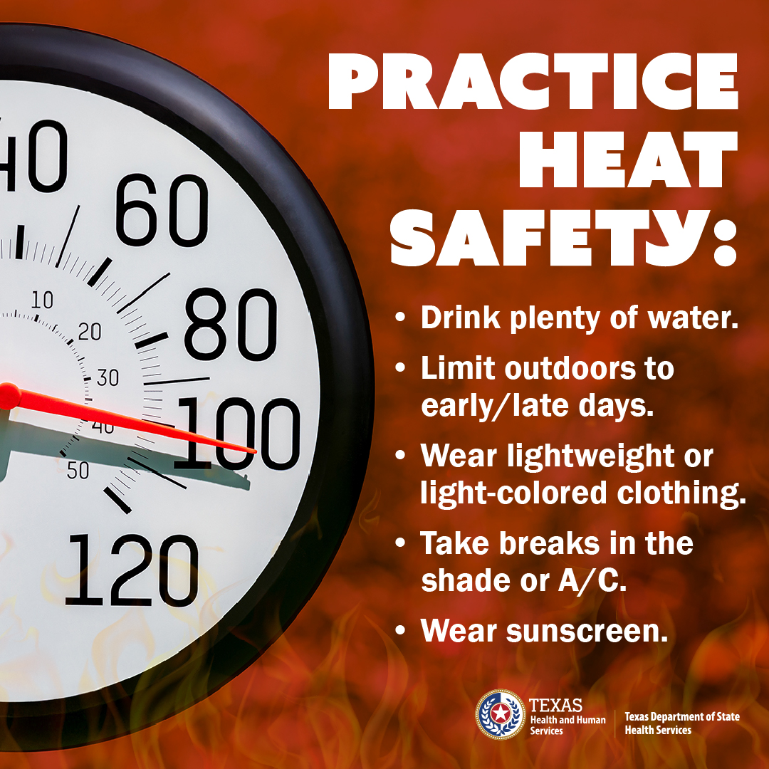 It's heating up for millions of Texans with temperatures predicted to reach 100 or higher in some areas.

Remember to practice heat safety. Take breaks in the shade and hydrate. #txwx 

bit.ly/3YEn4bW