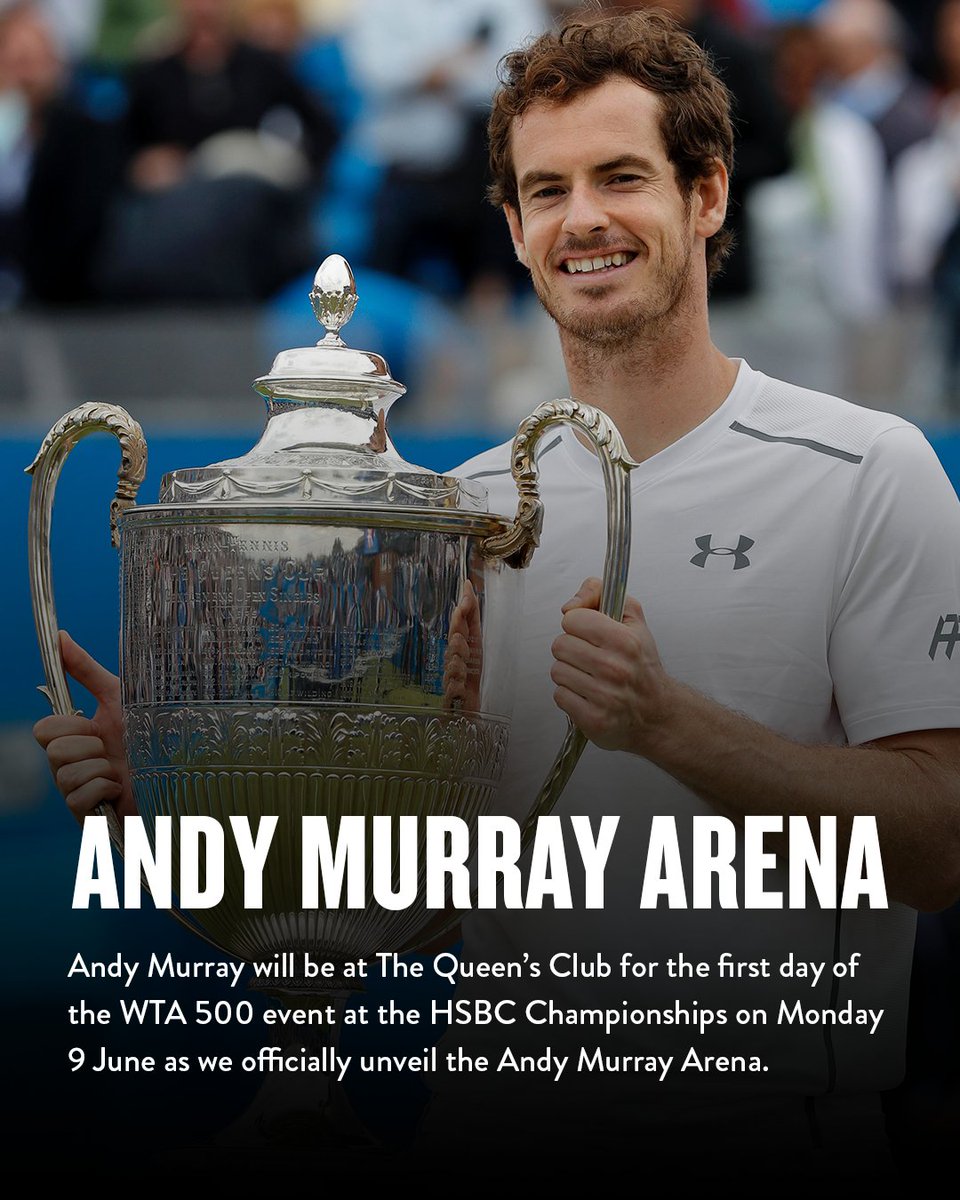 LTA (@the_lta) on Twitter photo ποΈπ <a href="/andy_murray/">Andy Murray</a> is heading to the HSBC Championships!
Andy will be at The Queen's Club on 9 June as we officially unveil the Andy Murray Arena ποΈπ <a href="/andy_murray/">Andy Murray</a> is heading to the HSBC Championships!
Andy will be at The Queen's Club on 9 June as we officially unveil the Andy Murray Arena