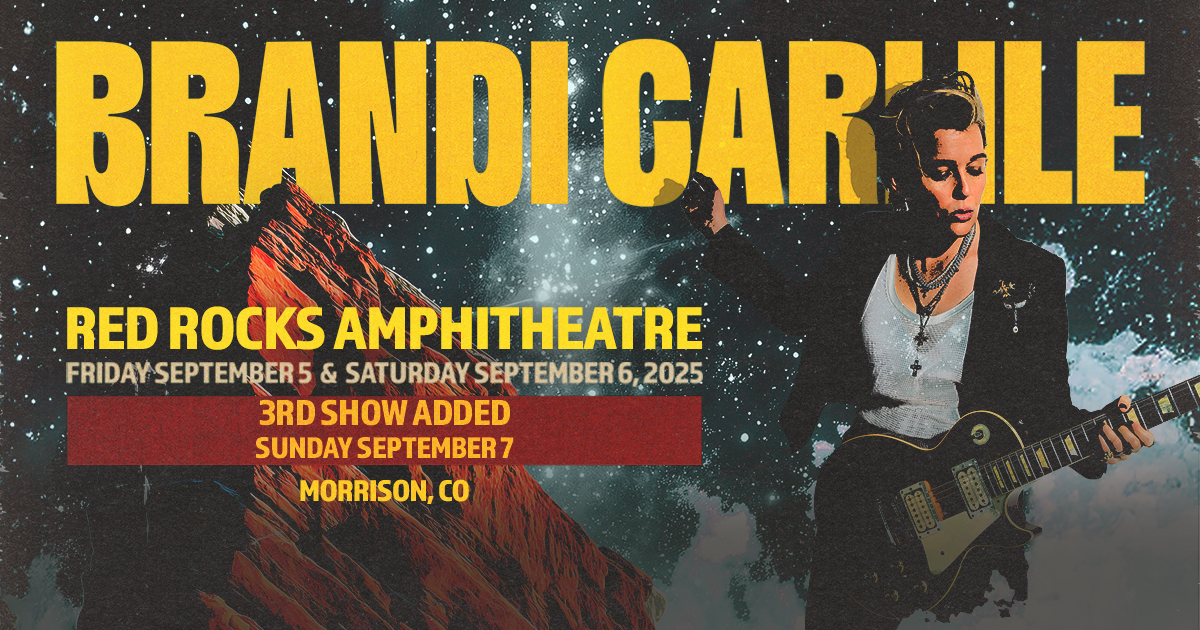 NEW SHOW: Due to unprecedented demand, a third night with Brandi Carlile at #RedRocksCO has been added on Sept. 7, 2025 🌟 Tickets on sale Friday, May 16 at 10am MT!
