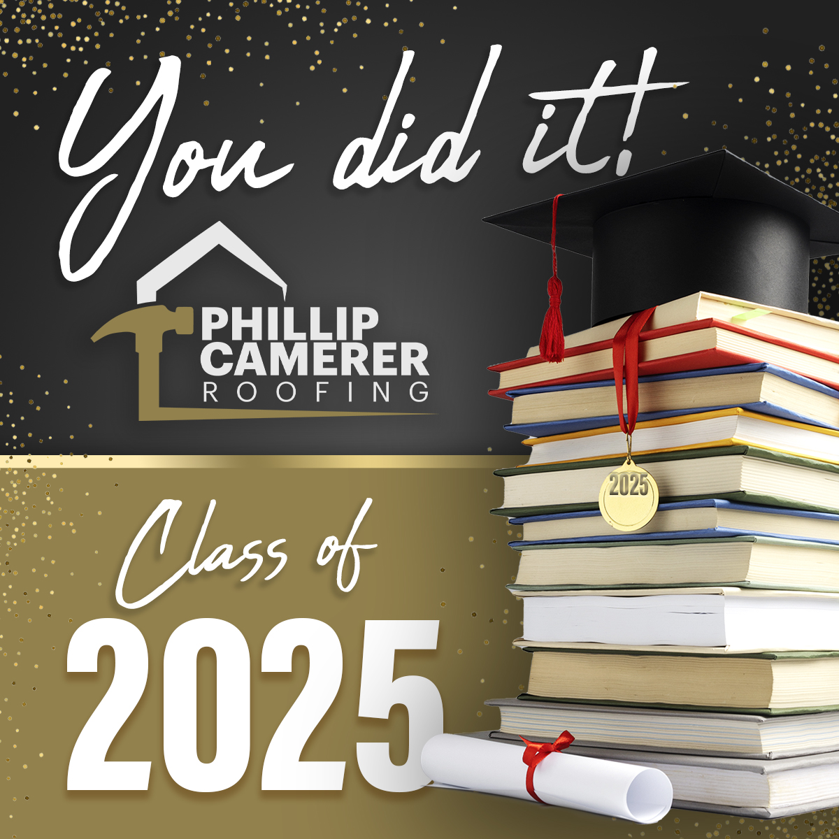 phillipcam10331's tweet image. Congrats, Class of 2025! We’re 'raising the roof' for you! 😉 Your hard work built a strong foundation. Keep reaching for new heights; your future looks solid! 👏 #ClassOf2025 #PhillipCamererRoofing #FutureBuiltStrong #CongratsGrads #Graduation