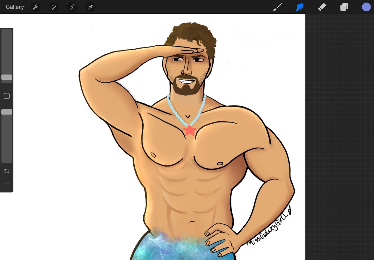 MissGalaxyGirll's tweet image. Here’s my Ocean Mann again 🌊🐚
I was trying to add some color and life to this little sea prince 💙

I don’t have my iPad with me in France, this was from a few days ago whoops… and lol don’t talk to me about that sea star tho!! 🫣🫣

#elzarmann #mermay #thehighrepublic