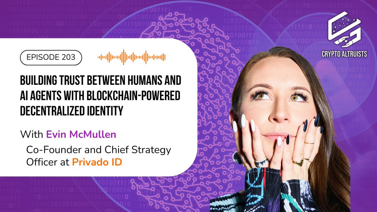 Crypto Altruists (@crypto_altruism) on Twitter photo Humans ๐ค Decentralized Identity ๐ค AI
For episode 203, we welcome <a href="/provenauthority/">evin</a> of <a href="/PrivadoID/">Privado ID (formerly Polygon ID)</a> for a fascinating chat on how they're building trust, privacy, and human-AI verification through decentralized identity & blockchain๐๐๐ค
๐งListen: cryptoaltruists.com/blog/episode-2โฆ
We Humans ๐ค Decentralized Identity ๐ค AI
For episode 203, we welcome <a href="/provenauthority/">evin</a> of <a href="/PrivadoID/">Privado ID (formerly Polygon ID)</a> for a fascinating chat on how they're building trust, privacy, and human-AI verification through decentralized identity & blockchain๐๐๐ค
๐งListen: cryptoaltruists.com/blog/episode-2โฆ
We