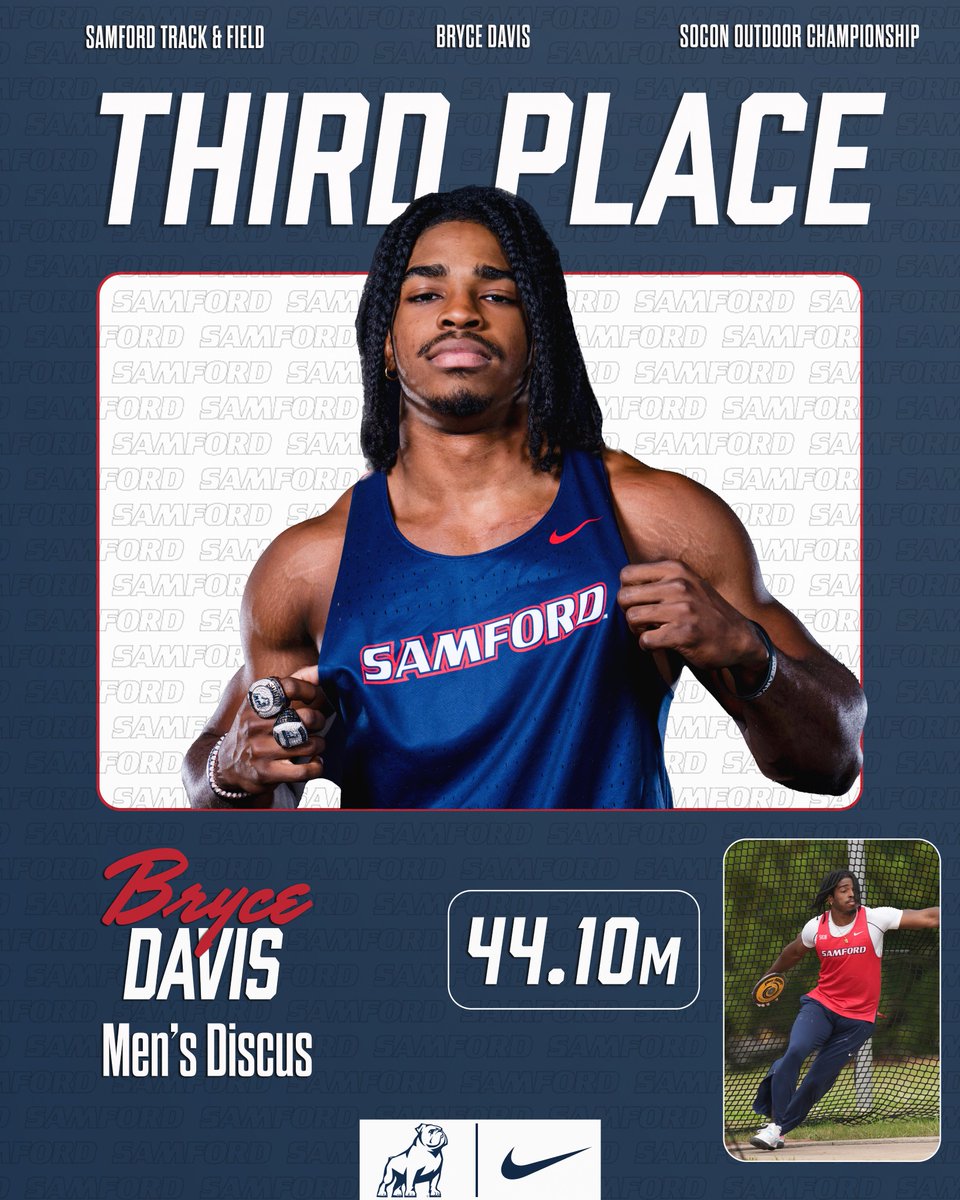 Bulldogs sweep in the men's discus at the <a href="/SoConSports/">The Southern Conference</a> Championship‼️

#AllForSAMford