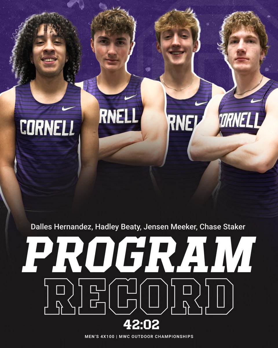 ⚡️𝑷𝑹𝑶𝑮𝑹𝑨𝑴 𝑹𝑬𝑪𝑶𝑹𝑫⚡️

The quartet of Dalles Hernandez, Hadley Beaty, Jensen Meeker, and Chase Staker break the school record in the 4x100m relay at the Midwest Conference Championships!

#SchoolRecord | #RollRams