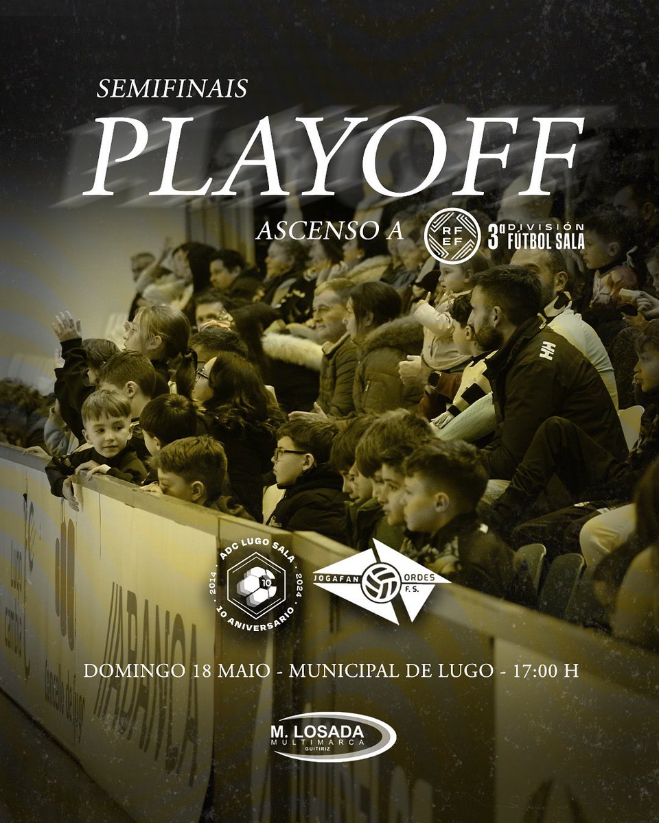 🫵 TES UNHA CITA ESTE DOMINGO!!

➡️ O noso equipo filial  xoga as semifinais do playoff de ascenso a #TerceiraDivisiónFS ás 17:00 H ante o Jogafán Ordes. 

🤗 Unha vez máis, precisamos do apoio do MUNICIPAL!  

#SigamosOCamiño #SempreLugoSala