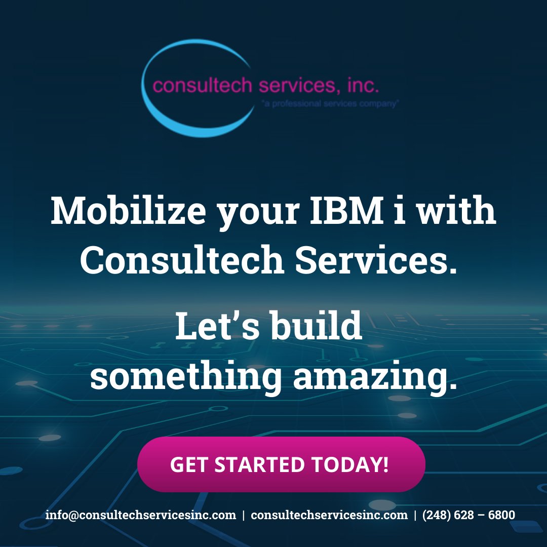 Is your team feeling the grind of outdated IT processes? It’s time to modernize your IBM i processes. Team up with Consultech Services to create a mobile app to boost efficiency, lower costs, and empower the workforce. Contact us to learn more. 

 info@consultechservicesinc.com