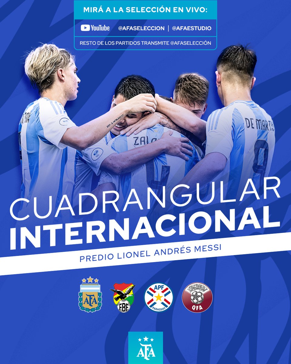 🇦🇷 Selección Argentina ⭐⭐⭐ (@argentina) on Twitter photo #Sub17 Mañana comenzará el cuadrangular internacional en Ezeiza ⚽️
📽️ Los encuentros de la Albiceleste serán transmitidos por el Youtube de <a href="/Argentina/">🇦🇷 Selección Argentina ⭐⭐⭐</a> y de <a href="/AFAestudio/">AFA Estudio ⭐️⭐️⭐️</a>.
📝 acortar.link/yeboFl #Sub17 Mañana comenzará el cuadrangular internacional en Ezeiza ⚽️
📽️ Los encuentros de la Albiceleste serán transmitidos por el Youtube de <a href="/Argentina/">🇦🇷 Selección Argentina ⭐⭐⭐</a> y de <a href="/AFAestudio/">AFA Estudio ⭐️⭐️⭐️</a>.
📝 acortar.link/yeboFl