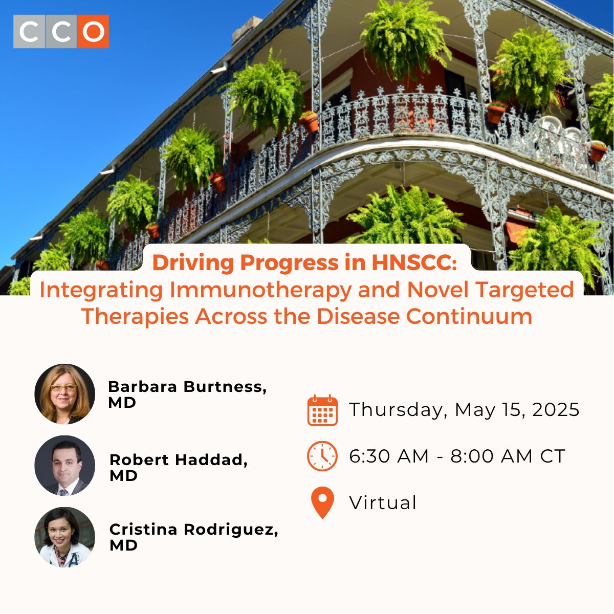 Join us for an interactive symposium in conjunction with #AHNS2025 in which a panel of experts, Barbara Burtness, MD, Robert Haddad, MD, and Cristina Rodriguez, MD, will discuss the nuances of #immunotherapy and targeted therapy for patients with head and neck squamous cell